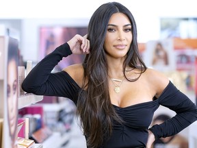 Kim Kardashian attends KKW Beauty launch at ULTA Beauty on October 24, 2019 in New York.