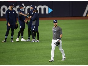 Oct 19, 2020; Arlington, Texas, USA;  Tampa Bay Rays center fielder Kevin Kiermaier (39) during a workout session the day before the start of the World Series against the Los Angeles Dodgers at Globe Life Park. Mandatory Credit: Kevin Jairaj-USA TODAY Sports ORG XMIT: IMAGN-431124