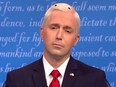 Vice president Mike Pence, played by Beck Bennett, is seen during SNL's opening.