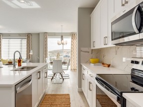 Sterling Homes uses the standard features in this show home — appliances, luxury vinyl plank floors, counter tops and undermount sinks.
