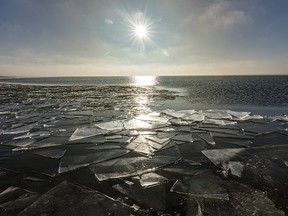 Clattering sheets of ice on McGregor Lake near Milo, Alta., on Wednesday, November 18, 2020.
