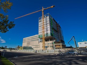 Calgary's new cancer centre, under construction, on Sept. 24, 2020. The anticipated public opening will be in 2023.