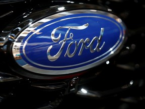 The Ford logo is pictured at the 2019 Frankfurt Motor Show (IAA) in Frankfurt, Germany Sept. 10, 2019.