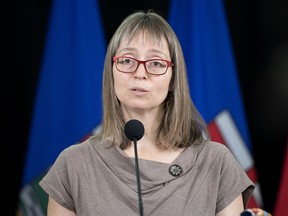 Alberta chief medical officer of health Dr. Deena Hinshaw in Edmonton on Nov. 24, 2020. The province declared a state of public health emergency and announced new restrictions to stop the spread of COVID-19.