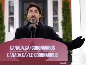 Prime Minister Justin Trudeau attends a news conference at Rideau Cottage in Ottawa November 20, 2020.