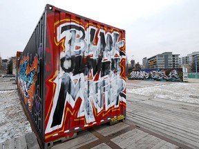 The newly painted Black Lives Matter mural in containR Park was vandalized over the weekend in Calgary on Sunday, November 8, 2020.