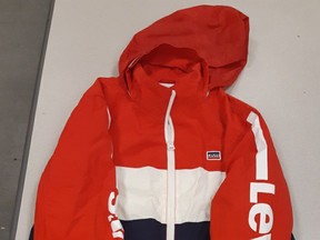A recovered jacket allegedly stolen from a senior in downtown Calgary on Sept. 22, 2020.
