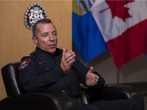 Chief Constable Mark Neufeld is photographed during an interview in Calgary on Friday, Oct. 30, 2020.