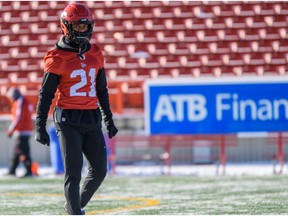 Calgary Stampeders Raheem Wilson during practice at McMahon Stadium on Wednesday, November 6, 2019. Azin Ghaffari/Postmedia Calgary