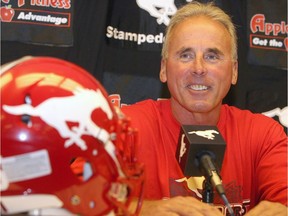 Calgary Stampeders Head Coach and GM, John Hufnagel, speaks to the media on Sunday's battle of Alberta at McMahon Stadium in Calgary on Saturday August 14, 2010.