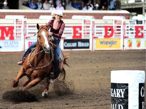 Nanton's Lindsay Sears, a two-time world champion barrel-racer, competes at the Calgary Stampede.