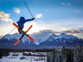 A skier plays Boulevard park at Lake Louise Ski Resort in the beautiful Canadian Rockies this season.
