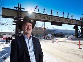 Warren Connell stands on Olympic Avenue near the north entrance to the Stampede Grounds on Tuesday, Feb. 1, 2011.