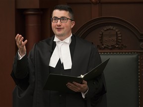 Speaker of the House Nathan Cooper takes part in the first session of the 30th Alberta Legislature, in Edmonton Wednesday, May 22, 2019.