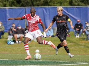 Forge FC takes on Cavalry FC during the CPL's Island Games last summer.