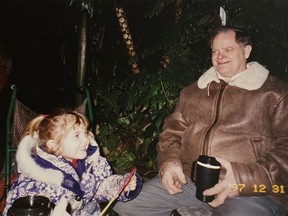 My grandpa Fred and I at Zoo Lights in 1997.