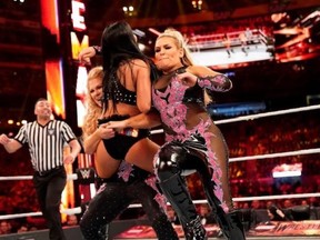 The Glamazon Beth Phoenix and myself in action at WrestleMania 35, against Billie Kay.