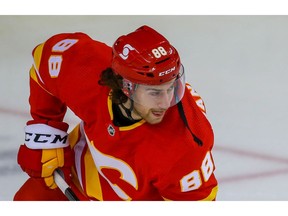 Calgary Flames Andrew Mangiapane during NHL hockey training camp intrasquad game at the Saddledome in Calgary on Monday January 11, 2021.  Al Charest / Postmedia