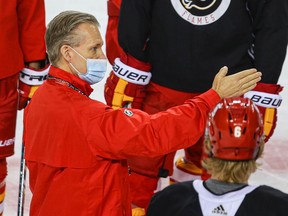 Calgary Flames head coach Geoff Ward during NHL hockey training camp at the Saddledome in Calgary on Wednesday January 6, 2021.  Al Charest / Postmedia