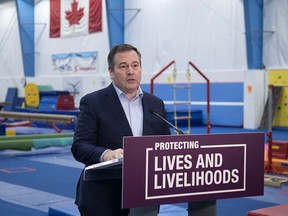 Premier Jason Kenney  at the North Edmonton Gymnastics Club on February 17, 2021.
Under the new Enhanced COVID-19 Business Benefit, up to $30,000 in support will soon be available to small and medium-sized businesses that have been most affected by the pandemic and ongoing health restrictions. This additional $10,000 payment can be used to offset costs associated with COVID-19, like purchasing personal protective equipment, paying bills or hiring staff. 

“Small businesses are the beating heart of Alberta’s economy and Alberta’s government will always be there for them. We’ve heard the calls for more support and today we are providing even more funding for Alberta job creators to help them deal with the devastating impacts of COVID-19. We will continue to be there for Albertans, protecting lives and livelihoods with support measures just like this.” said  Premier Kenney. (photography by Chris Schwarz/Government of Alberta)