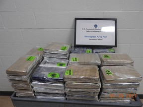 U.S. Customs and Border Protection seized 240 pounds of cocaine from a commercial vehicle at the Port of Sweetgrass, Montana on Jan. 30. The driver is confirmed to have a Calgary address.