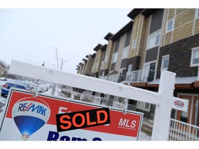 A home sold sign in the Calgary community of Skyview Ranch was photographed on Tuesday, January 26, 2021. Gavin Young/Postmedia