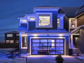 The exterior of the net zero Madeline show home by Jayman Built in Seton.