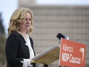 NDP Leader Rachel Notley speaks at a press conference on University of Calgary campus on Tuesday, March 2, 2021.