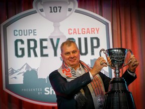 CFL commissioner Randy Ambrosie addresses the media during the State of the League news conference during Grey Cup Week in Calgary on Nov. 22, 2019