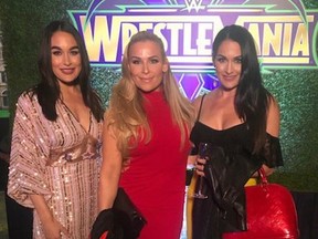 Brie Bella, Nattie, Nikki Bella at WrestleMania 34 in New Orleans.