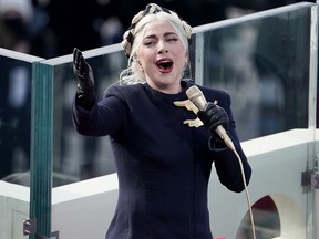 Lady Gaga sings the U.S. national anthem for the inauguration of Joe Biden on January 20, 2021, at the U.S. Capitol in Washington.