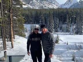 Kerrin Lee-Gartner and Max Gartner take a break during a recent cross-country ski trip on the trails in Peter Lougheed provincial park. Supplied photo