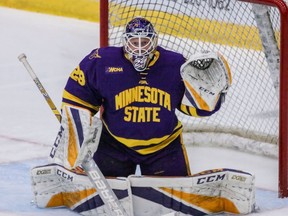 Dryden McKay's superb stat-line with the Minnesota State Mavericks has the 23-year-old goalie shortlisted as a finalist for both the Hobey Baker Award and Mike Richter Award for 2020-21. His father, Ross, played minor hockey with the Calgary Stampeders and later faced rubber for the WHL's Wranglers.