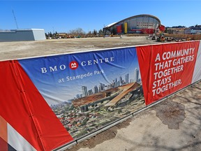 The site of future Calgary Event Centre, where the Stampede Corral once stood, is seen in Calgary on Wednesday, April 14, 2021.