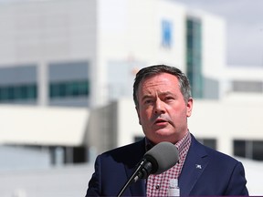 Alberta Premier Jason Kenney speaks at a $59-million funding announcement for the Rockyview Hospital in Calgary on Wednesday, April 28, 2021.