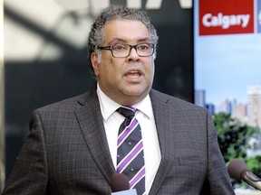 Mayor Naheed Nenshi speaks to reporters in Calgary. Thursday, Sept. 10, 2020.