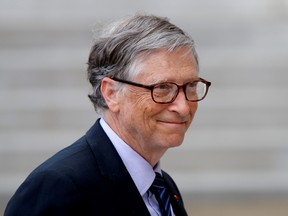 Bill Gates arrives at the Elysee Palace in Paris April 16, 2018.