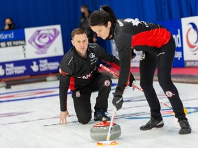Brad Gushue and Kerri Einarson of Canada settled for a fourth-place ginish at the Wworld mixed doubles curling championships in Aberdeen Scotland.
