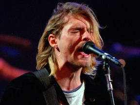 This Dec. 13, 1993 file photo shows Nirvana singer Kurt Cobain.