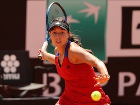 Jessica Pegula of USA returns a forehand on day 5 of the the Internazionali BNL d'Italia match between Naomi Osaka of Japan and Jessica Pegula of USA at Foro Italico on May 12, 2021 in Rome, Italy.