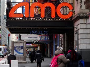 An AMC theatre is pictured amid COVID-19 pandemic in the Manhattan borough of New York City, Jan. 27, 2021.