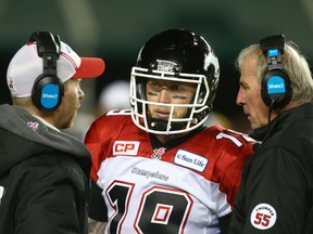 Calgary Stampeders head coach Dave Dickenson, QB Bo Levi Mitchell and president/GM John Hufnagel will have their share of veterans powering the team this season.