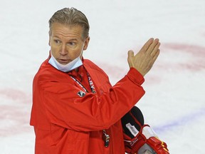 Calgary Flames head coach Geoff Ward during NHL hockey training camp at the Saddledome in Calgary on Wednesday January 6, 2021.  Al Charest / Postmedia