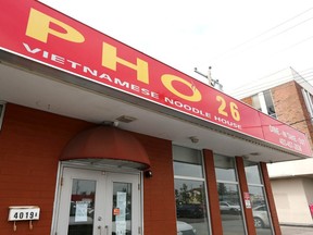 Pho 26 restaurant is shown on 17 Ave SE in Calgary on Wednesday, July 21, 2021. It has recently been closed by Alberta Health Services due to rodent and cleanliness problems.