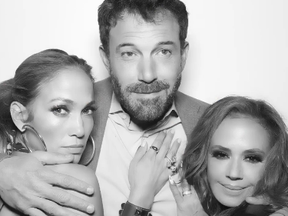 Jennifer Lopez and Ben Affleck are pictured with Leah Remini.