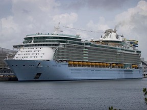 The Royal Caribbean Freedom of the Seas prepares to set sail from PortMiami during the first U.S. trial cruise testing COVID-19 protocols on June 20, 2021 in Miami, Florida.