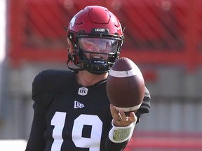 Calgary Stampeders Bo Levi Mitchell is shown during the CFL team's first training camp practice in Calgary on Saturday, July 10, 2021. Jim Wells/Postmedia
