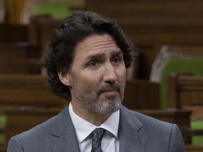 Prime Minister Justin Trudeau speaks during a debate about the discovery of remains of 215 children at the site of the Kamloops Indian Residential School, in the House of Commons, in Ottawa in this photo from June 1.