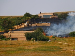 Photos of the fire burning at the Head-Smashed-In Buffalo Jump world heritage site west of Fort Macleod before 12 p.m. Thursday.