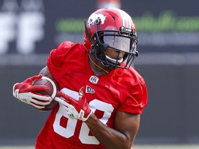 Calgary Stampeders REC, Kamar Jorden during practice at McMahon stadium in Calgary on Thursday, August 5, 2021. Darren Makowichuk/Postmedia